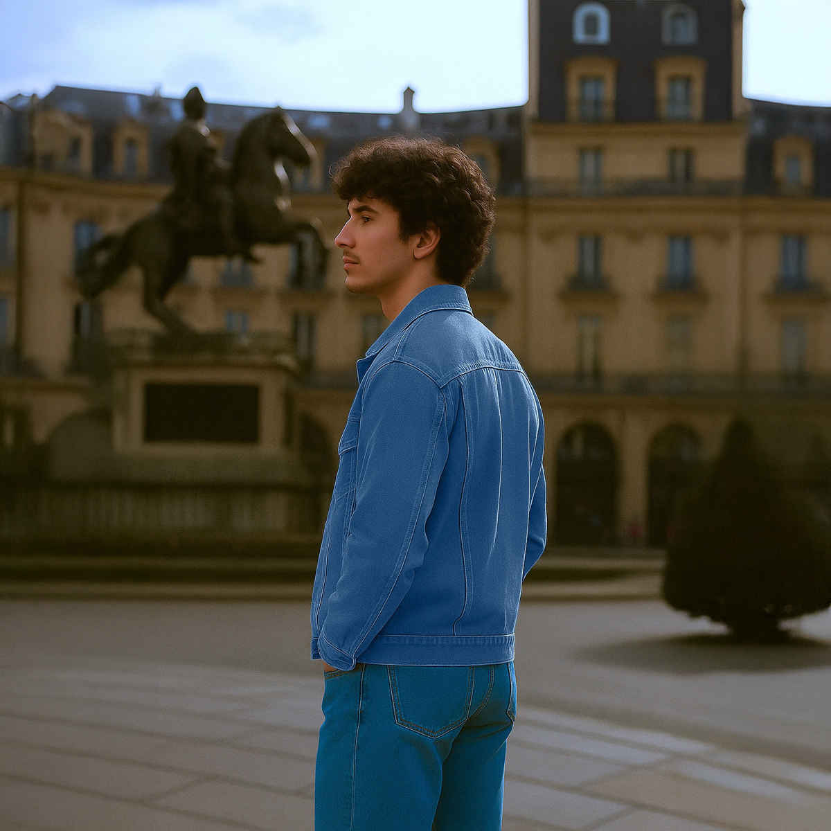 Ftx Men's Solid Regular Fit Full Sleeve Denim Jacket | Blue - M