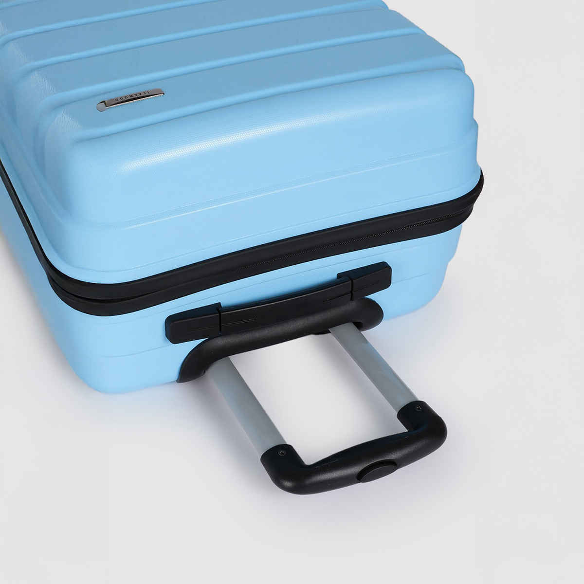 Teakwood Textured Polycarbonate 32.2 L Retractable Hard Luggage Trolley Bag | Blue - S and M