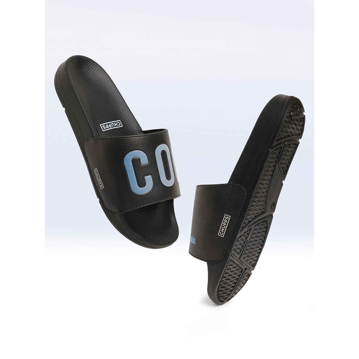 Chupps Men's Cool Vibes Black: Ombre Blue Sliders - UK9