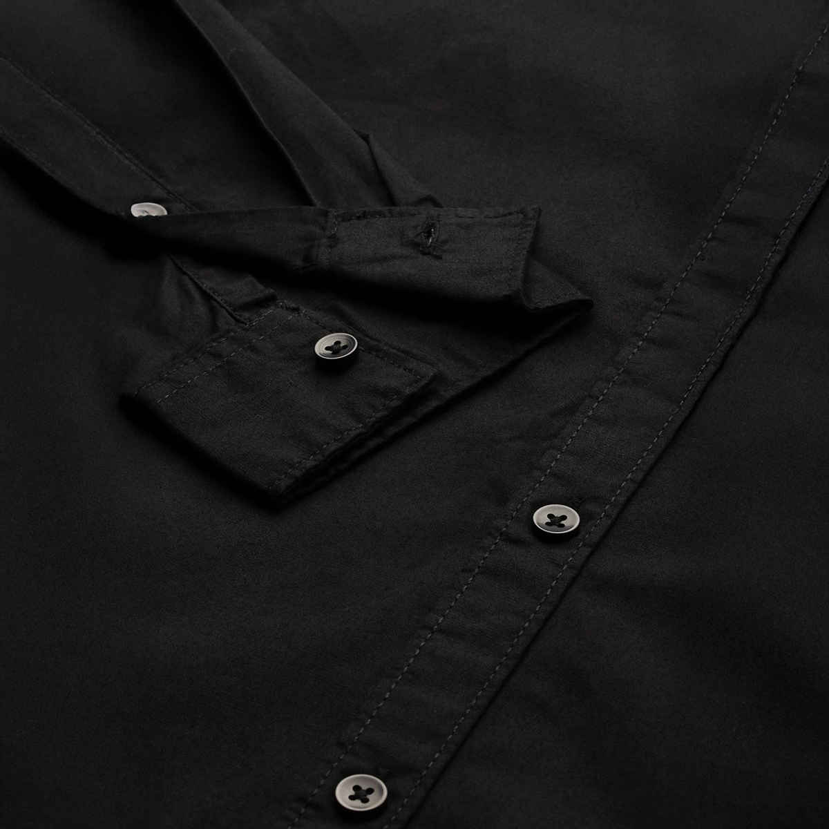 The Indian Garage Co Men's Slim Fit Solid Casual Shirt | Black - 2XL