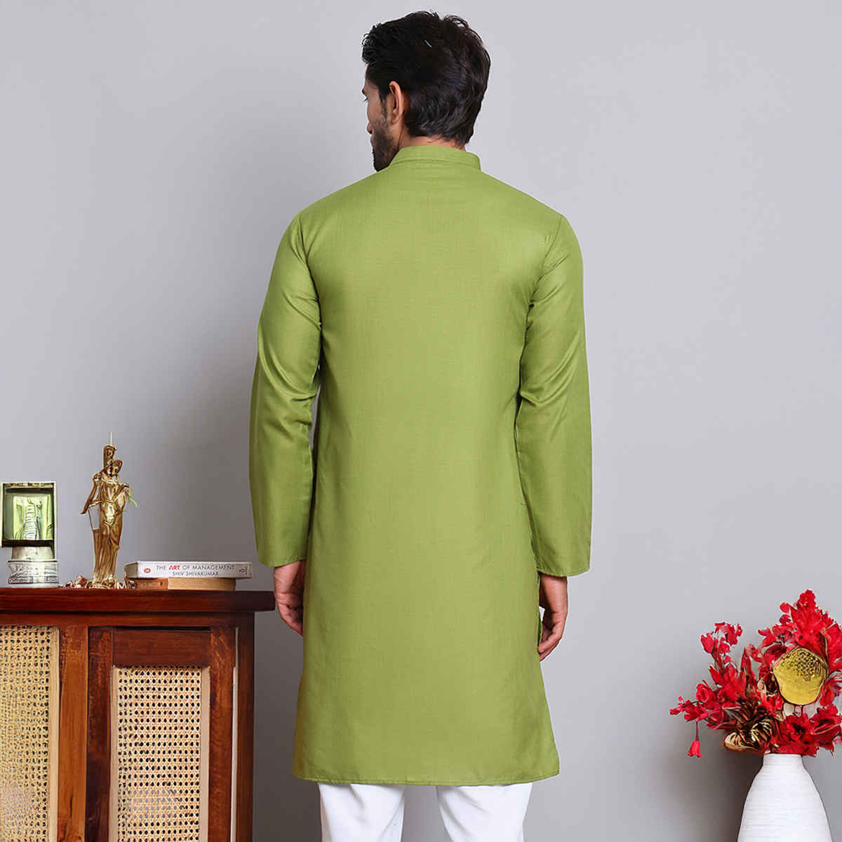 Jompers Men's Kurta | KO 5144 | Olive - XL