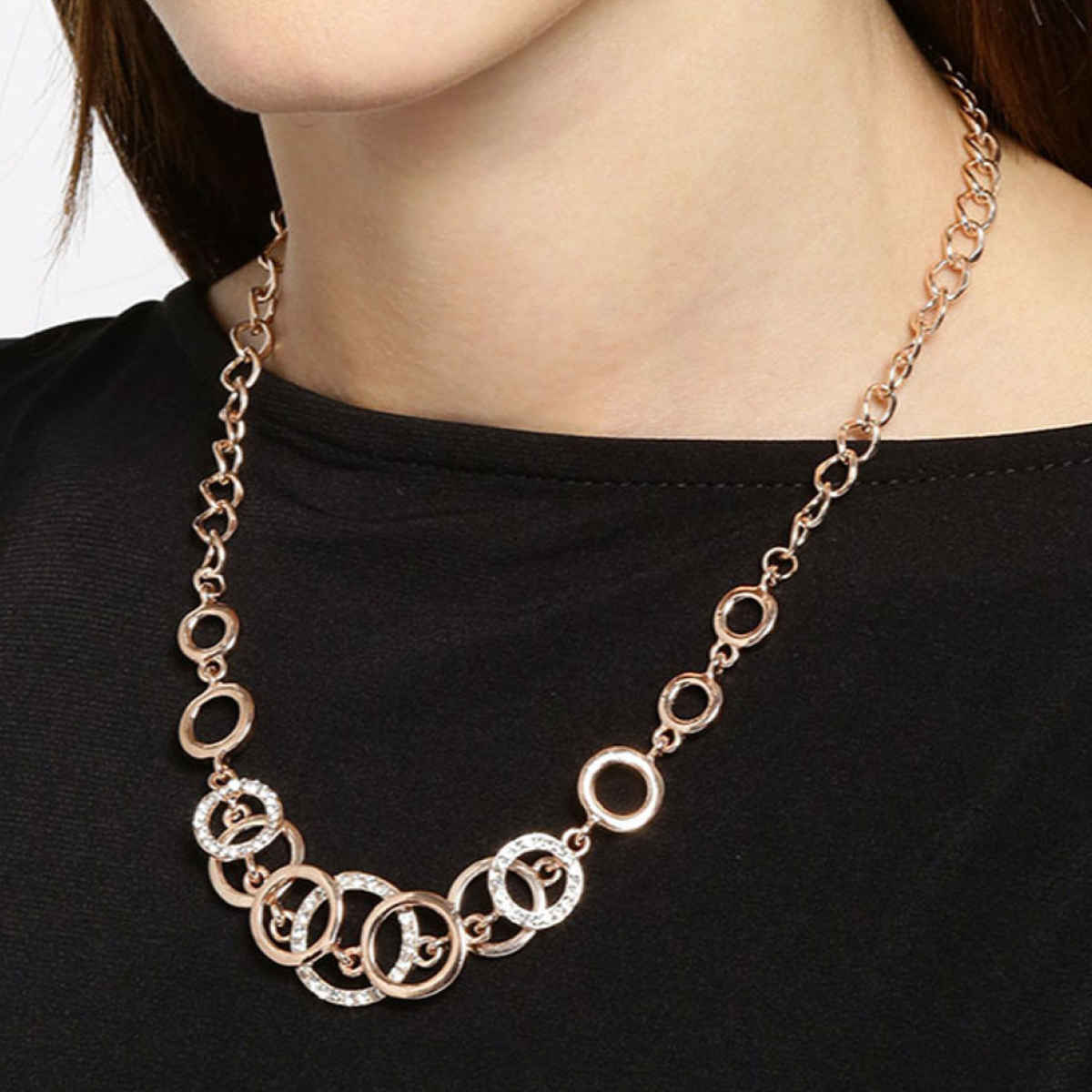 YouBella Rose Gold-Plated Stone-Studded Jewellery Set