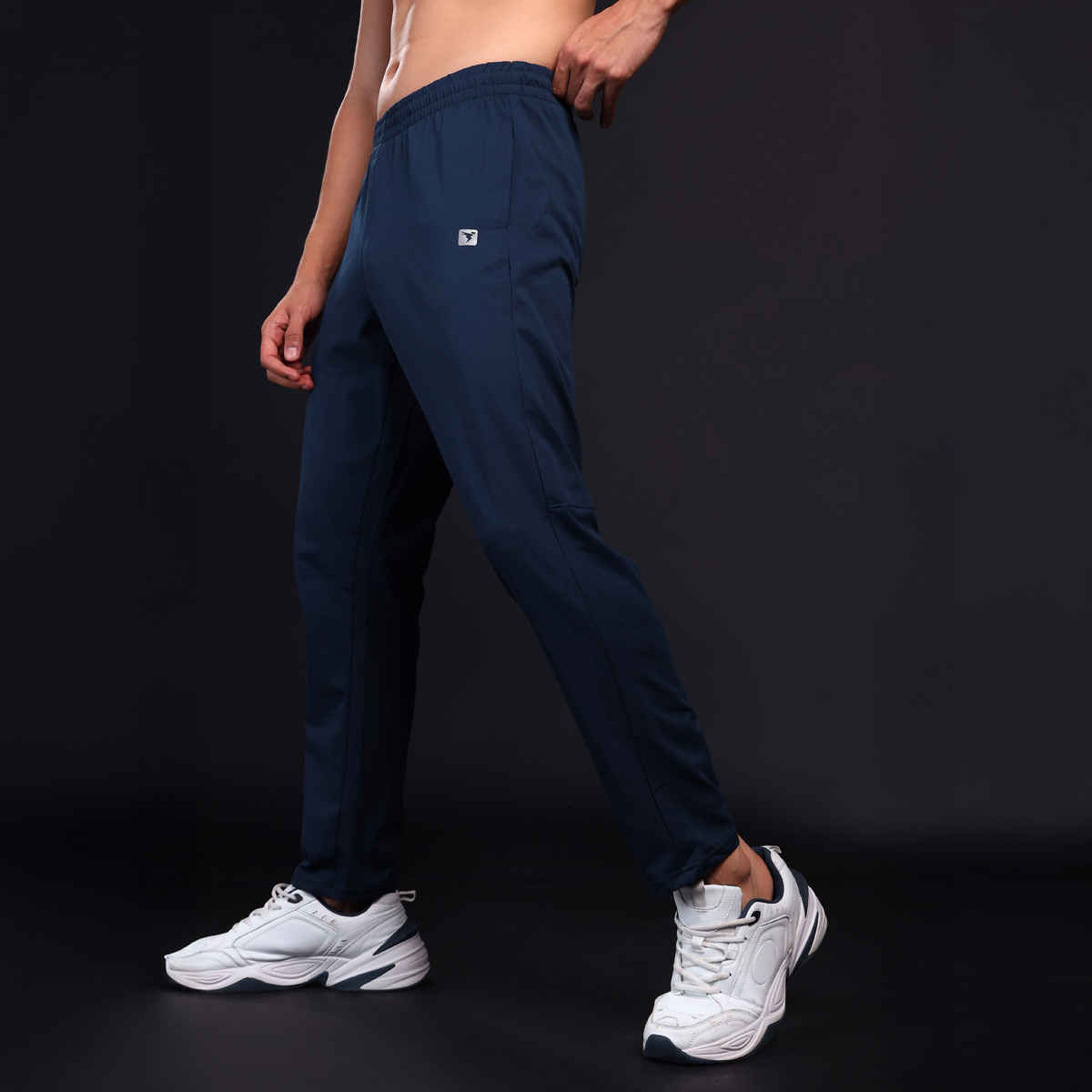 Technosport Men Poly Solid Slim Fit Sports Trackpants with 4 Way Crispy | Navy | XL