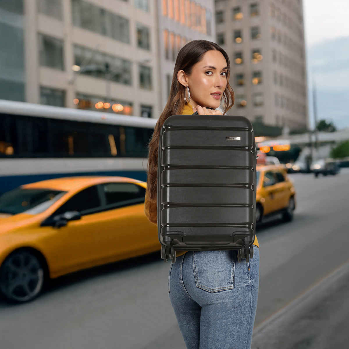 Teakwood Unisex Solid 95% Cotton and 5% Elastane 32 L Retractable Trolley Bag | Black - M