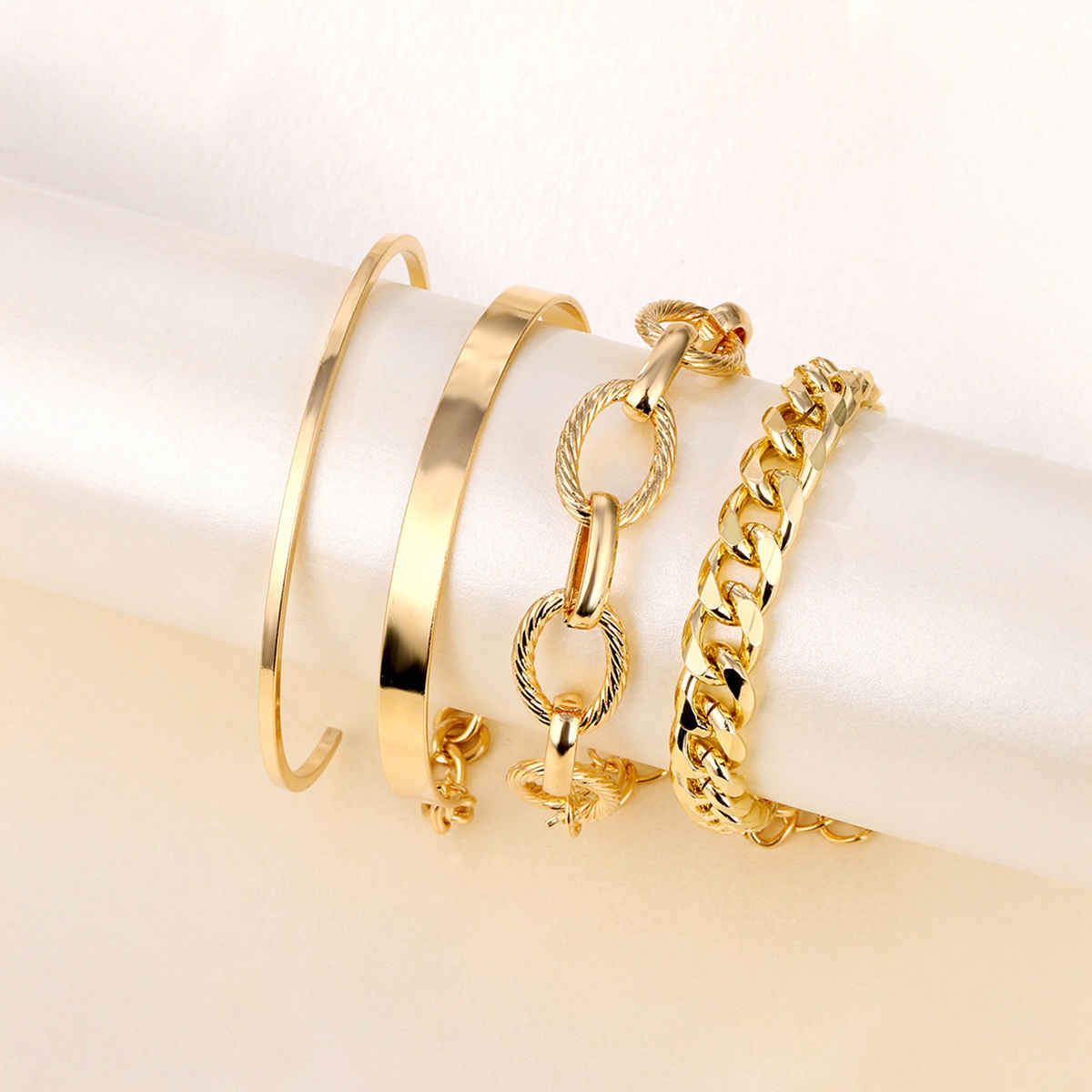 Yellow Chimes Combo Bracelets | Gold Plated 4 Pcs Chain Bracelet Set