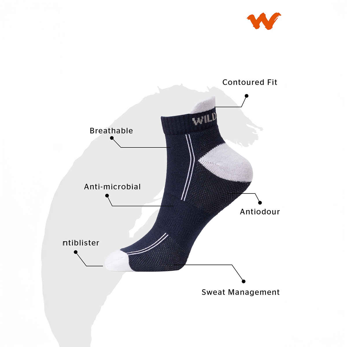 Wildcraft Unisex Patterned 78% Cotton, 20% Nylon, 2% Elastane Low Ankle Socks | Assorted
