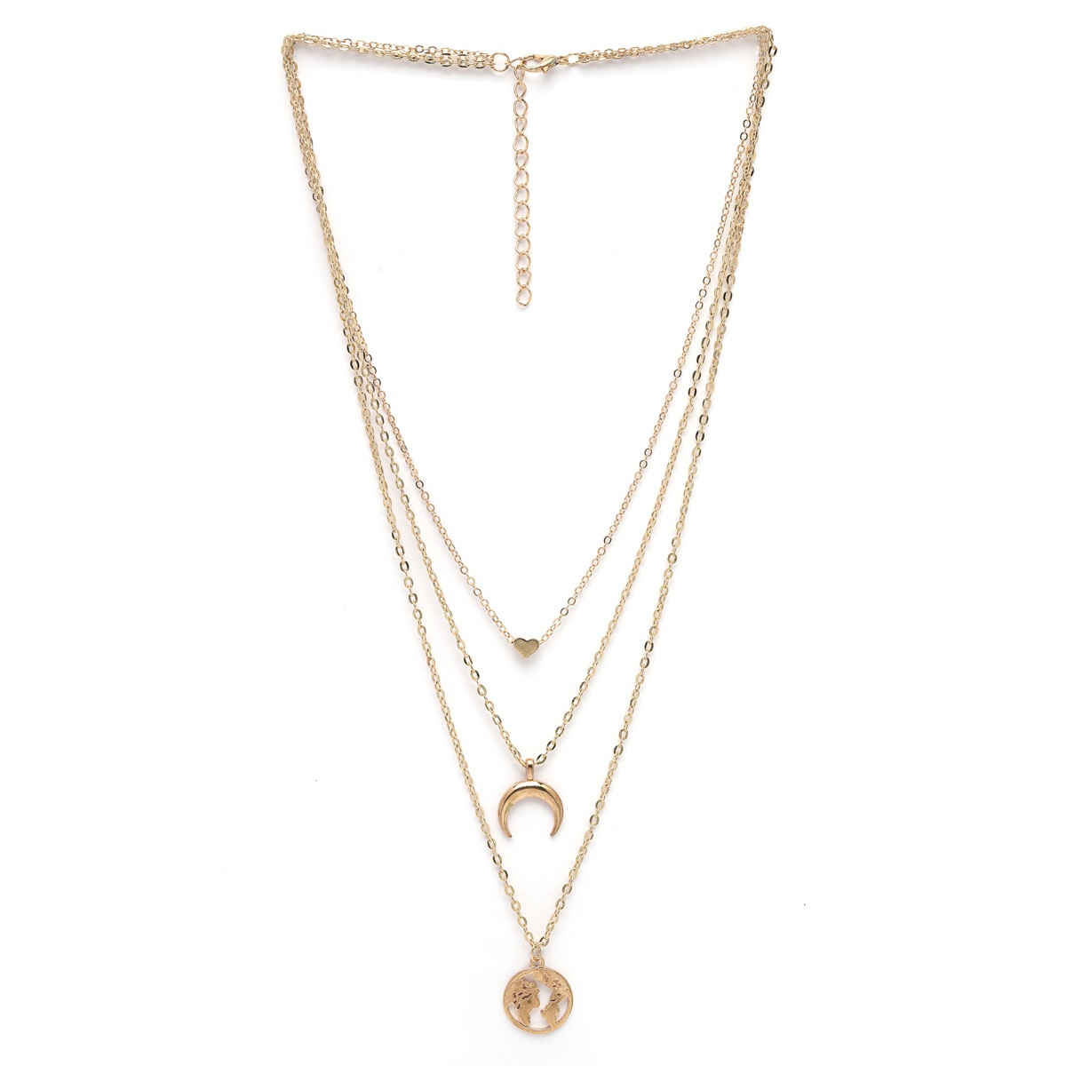 Scintillare By Sukkhi Latest 3 Layered Western Non Precious Base Metal Gold Plated Pendant Necklace