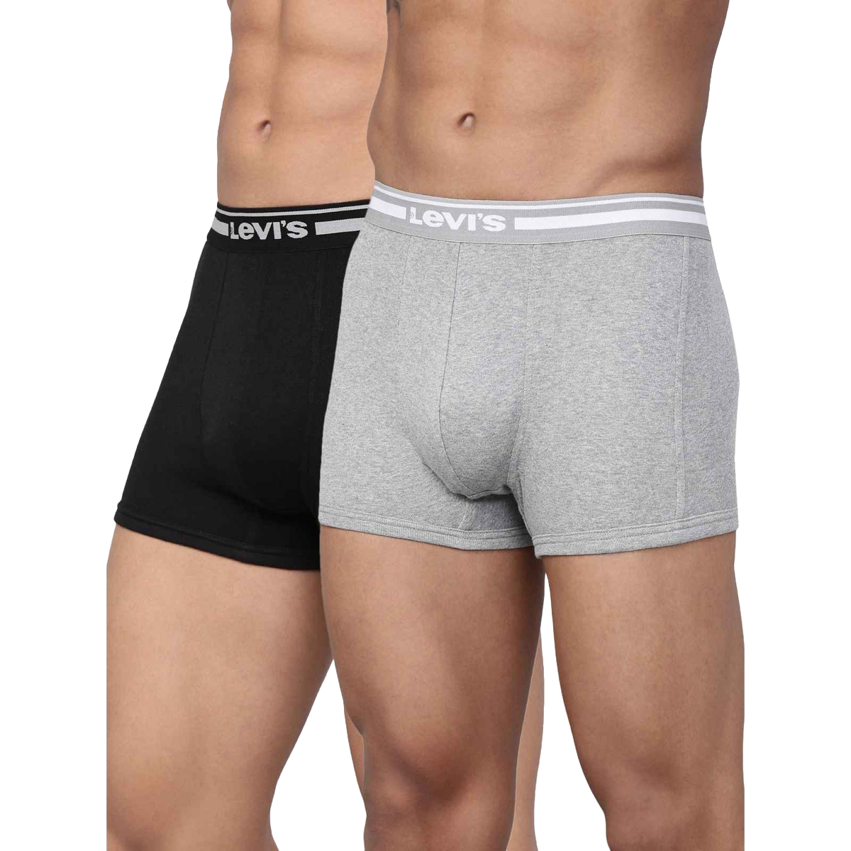 Levi's 003 Men's Comfort Trunk | Contoured Double Pouch | Pack of 2 | Lt. Grey Mel,Black | L