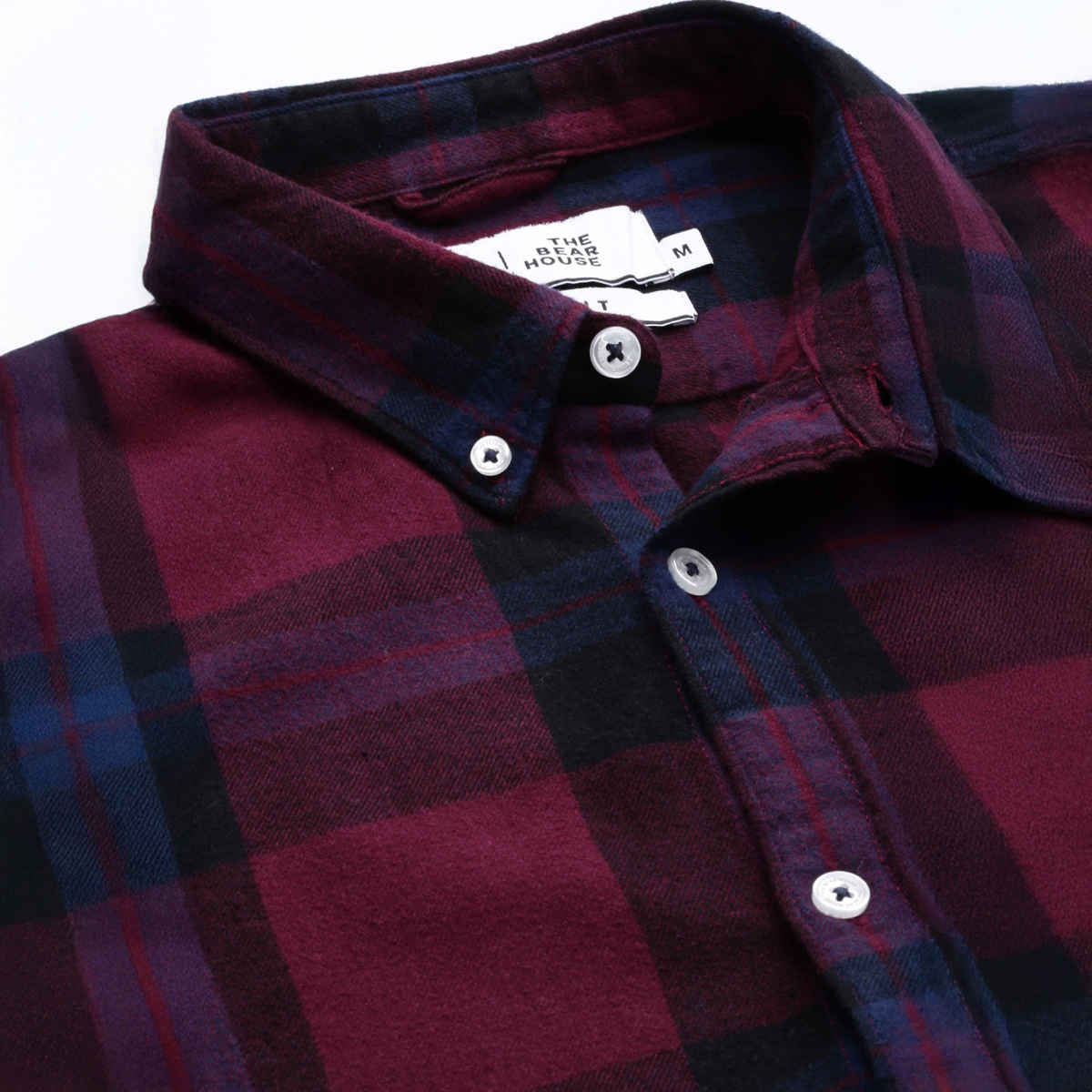 The Bear House Men Slim Fit Flannel Button-Down Casual Shirt - Uber | Maroon | L
