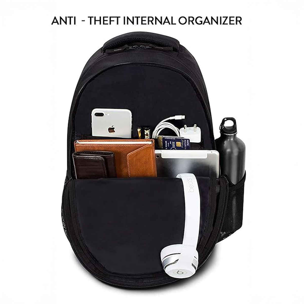 Lunar's Unisex Solid Polyester 35 L Padded Grab Handle Backpack | Black and Red - 19 Inches