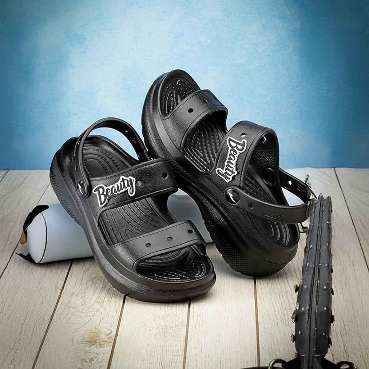 Asian Indigo-03 Women Clogs Black (Size-5)