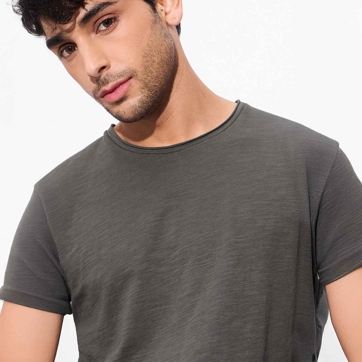 The Souled Store Men's Regular Rockstar T-Shirt- Graphite Grey T-Shirts | Grey | S