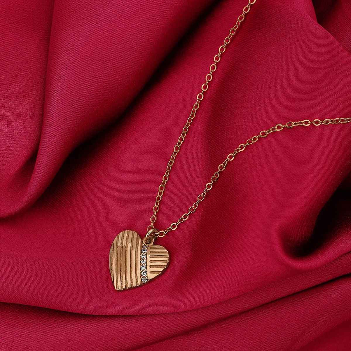 Carlton London 18kt Rose Gold Plated with CZ Heart Pendant with Chain | B772601N-1