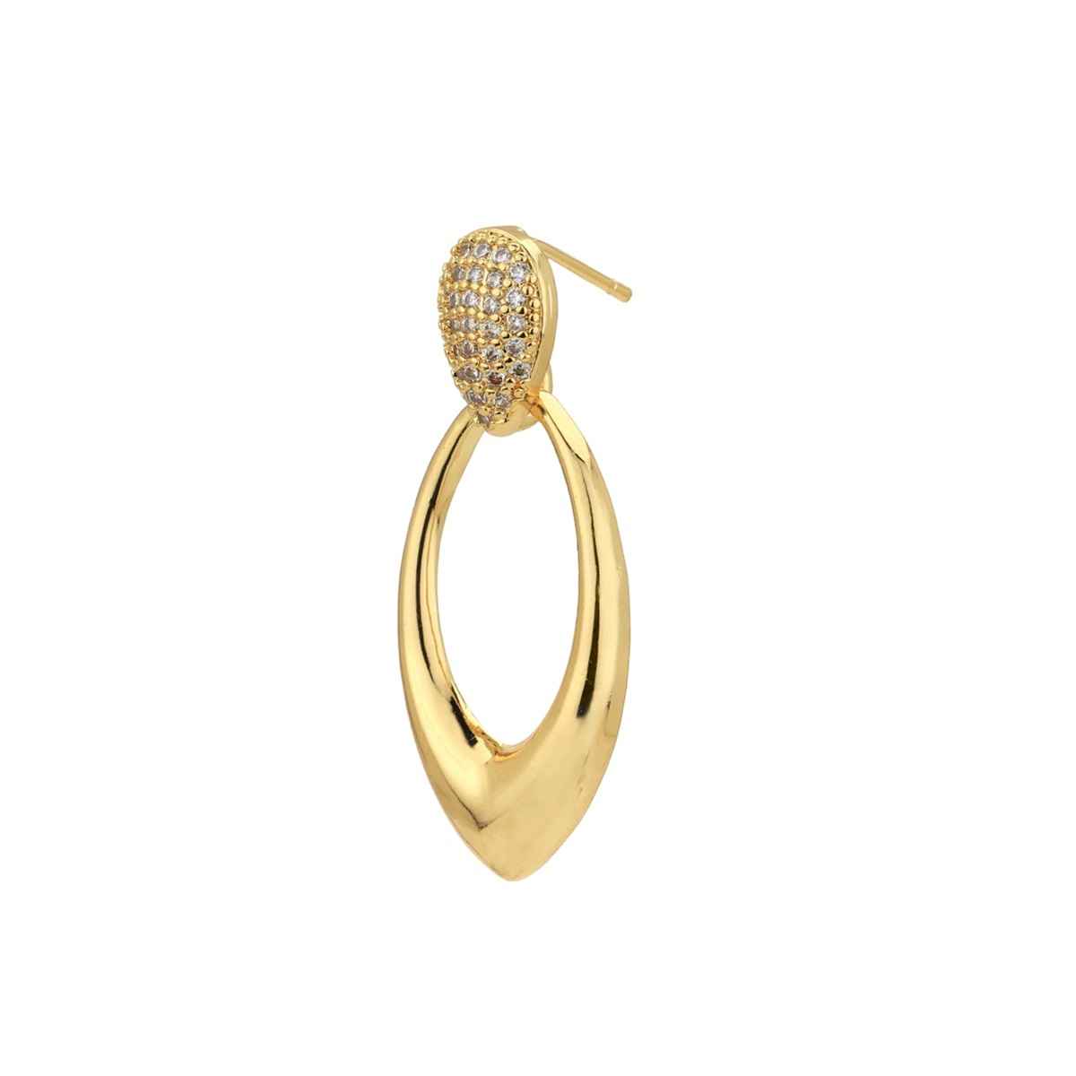 Carlton London Gold Plated with CZ Oval Droop Earring | FJE4879