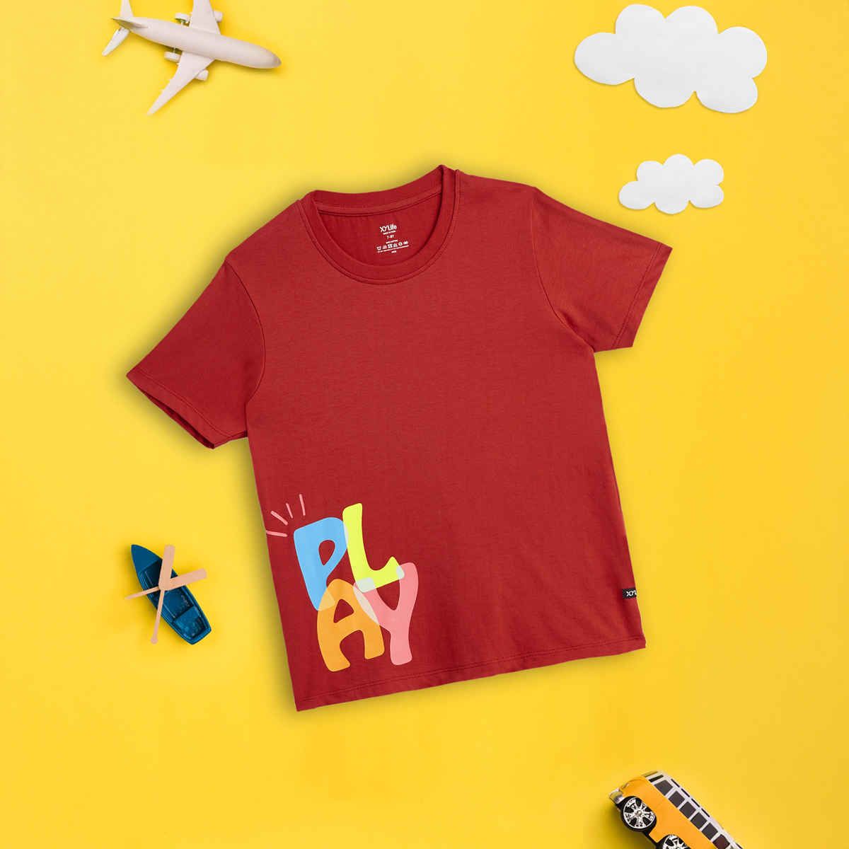 XY Life Kids T-shirts for Boys | 100% Combed Cotton | Antimicrobial Finish | 9-10Y | Dark Red