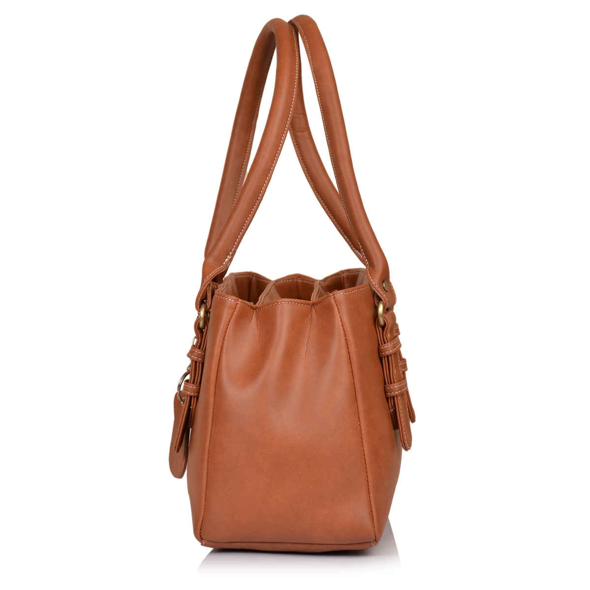 Fostelo Women's Vegan Leather Westside Handbags Shoulder Hobo Bag Ladies Purse | Tan | Large