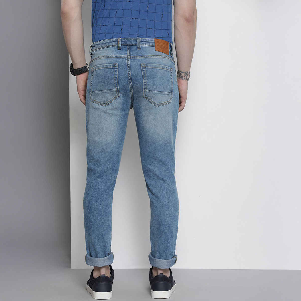 The Indian Garage Co Men's Solid Casual Jeans | G-101| Blue - 32