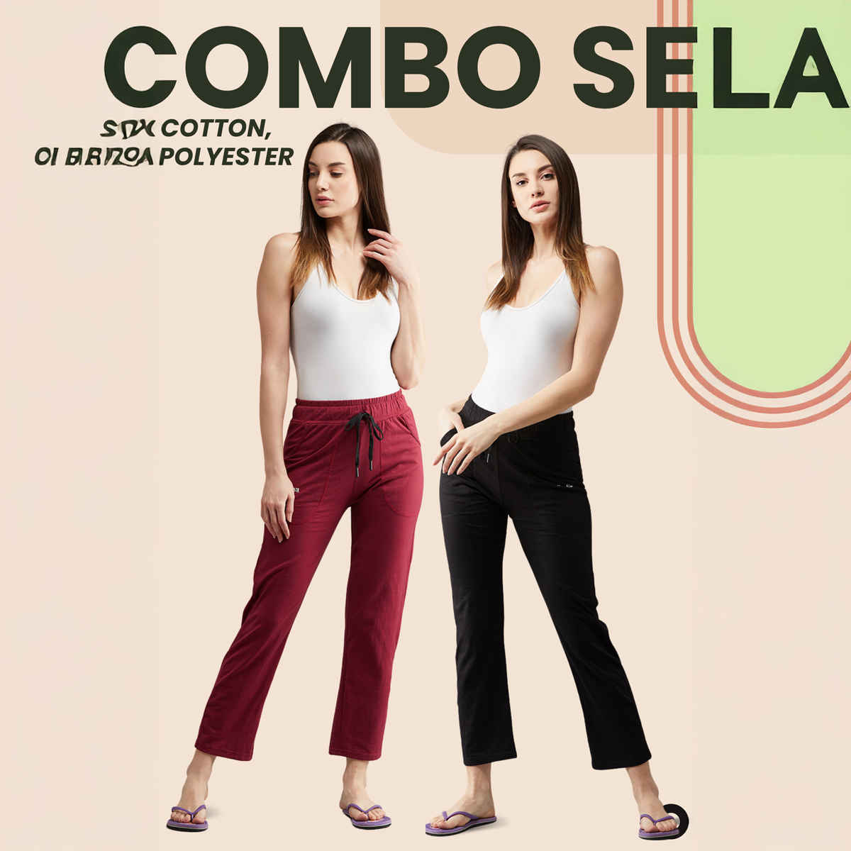 Blinkin Women's Cotton Track Pants With Side Pockets | Black Maroon - M