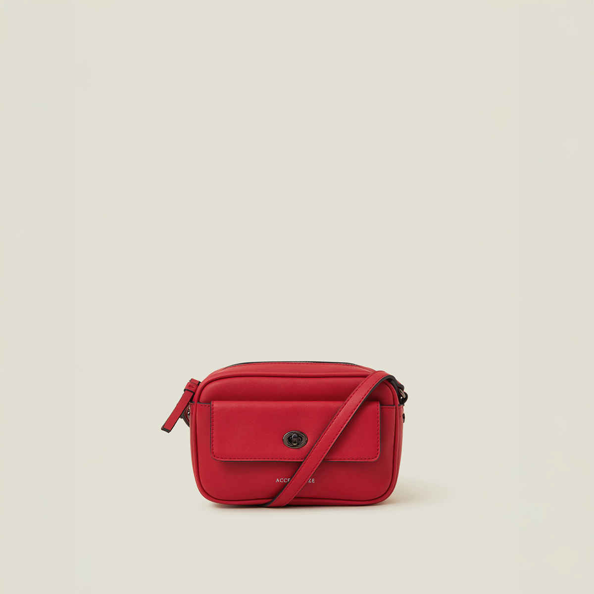 Accessorize London Women's Twist Lock Pocket Sling Bag | Red