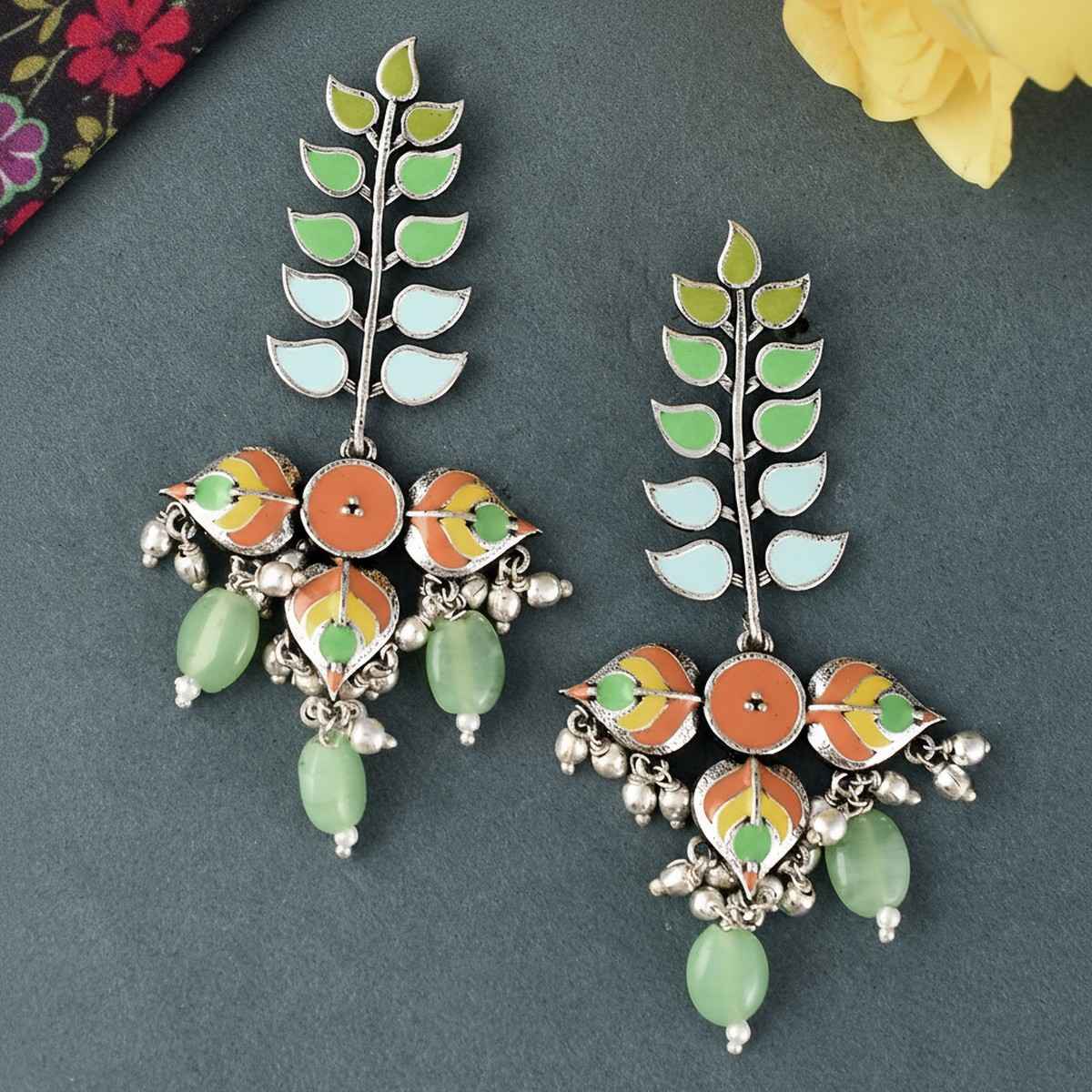 Voylla Bagh E Fiza Colourful Enamel Embellished Earrings