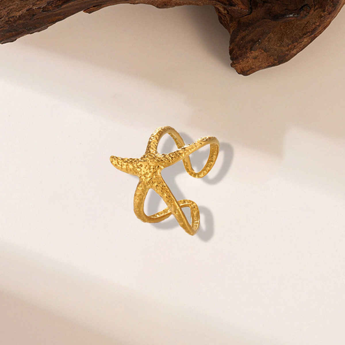 Label She Gold Plated Stainless Steel Star Themed Contemporary Ring | LS-RNG-72189