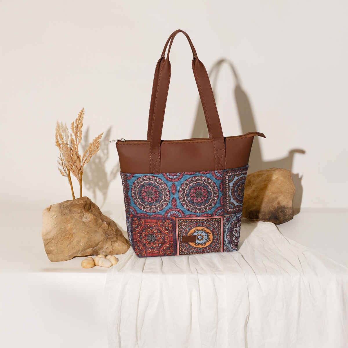 Zouk Multicolour Mandala Print Everyday Tote Bag - Multicolour