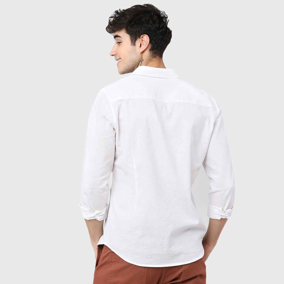 Ketch Men Solid Slim Fit Casual Cotton Shirt | White | L