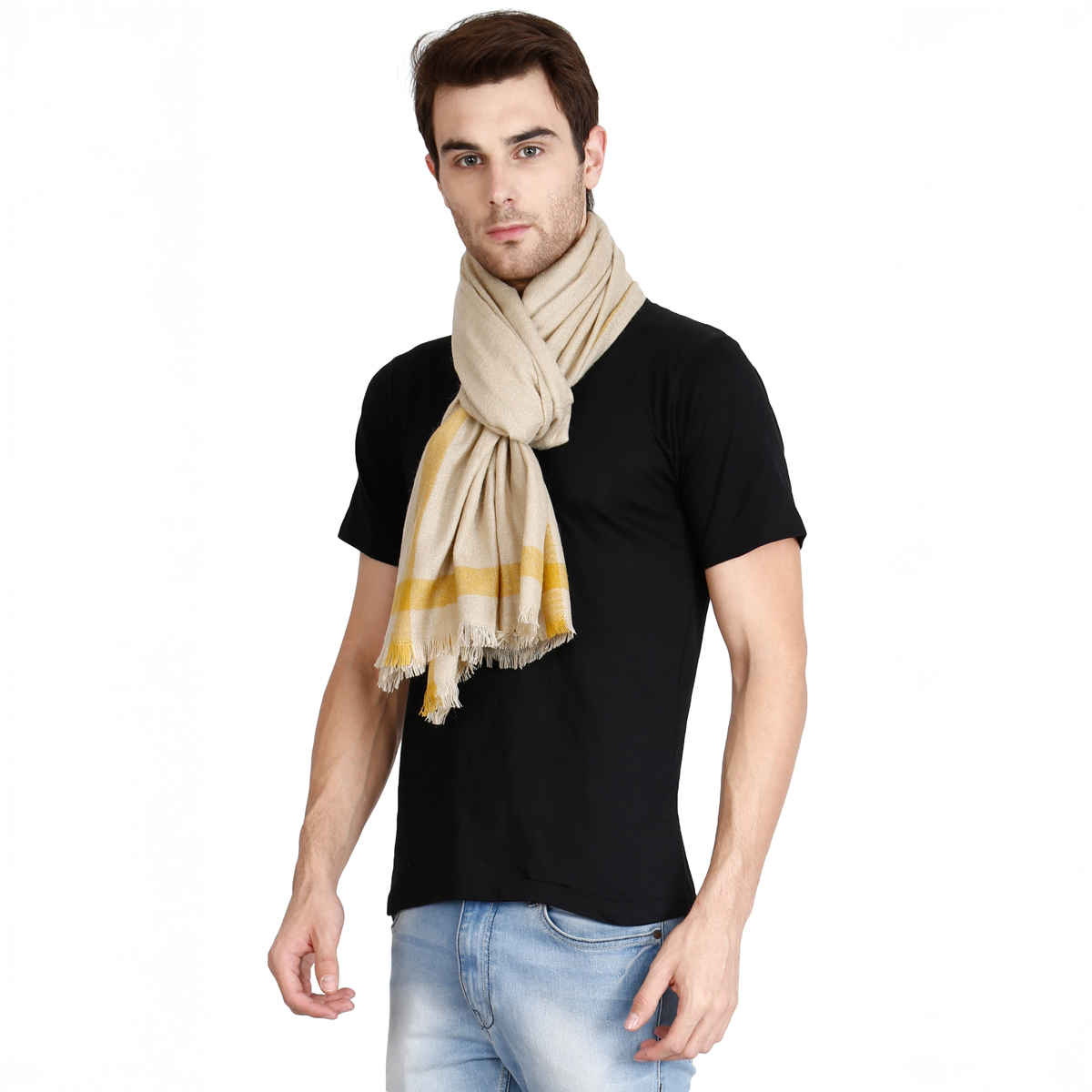 Fabseasons Unisex Solid Acrylic Wool Scarf | Beige