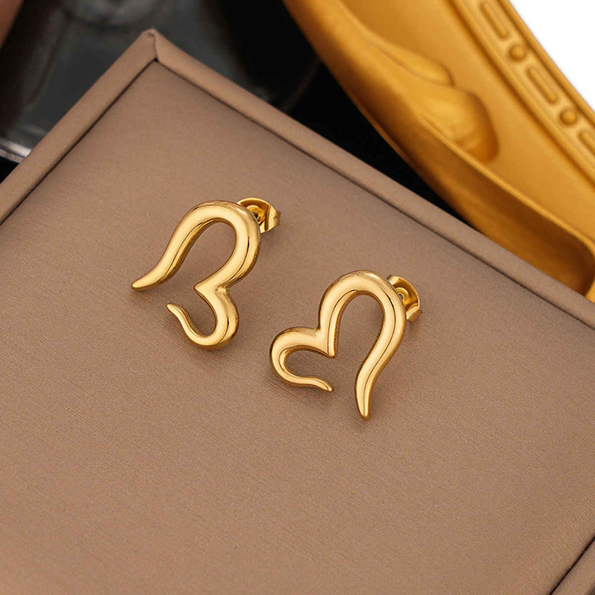 LabelShe Gold Plated Stainless Steel Heart Themed Stud Earrings | LS-ERG-57097