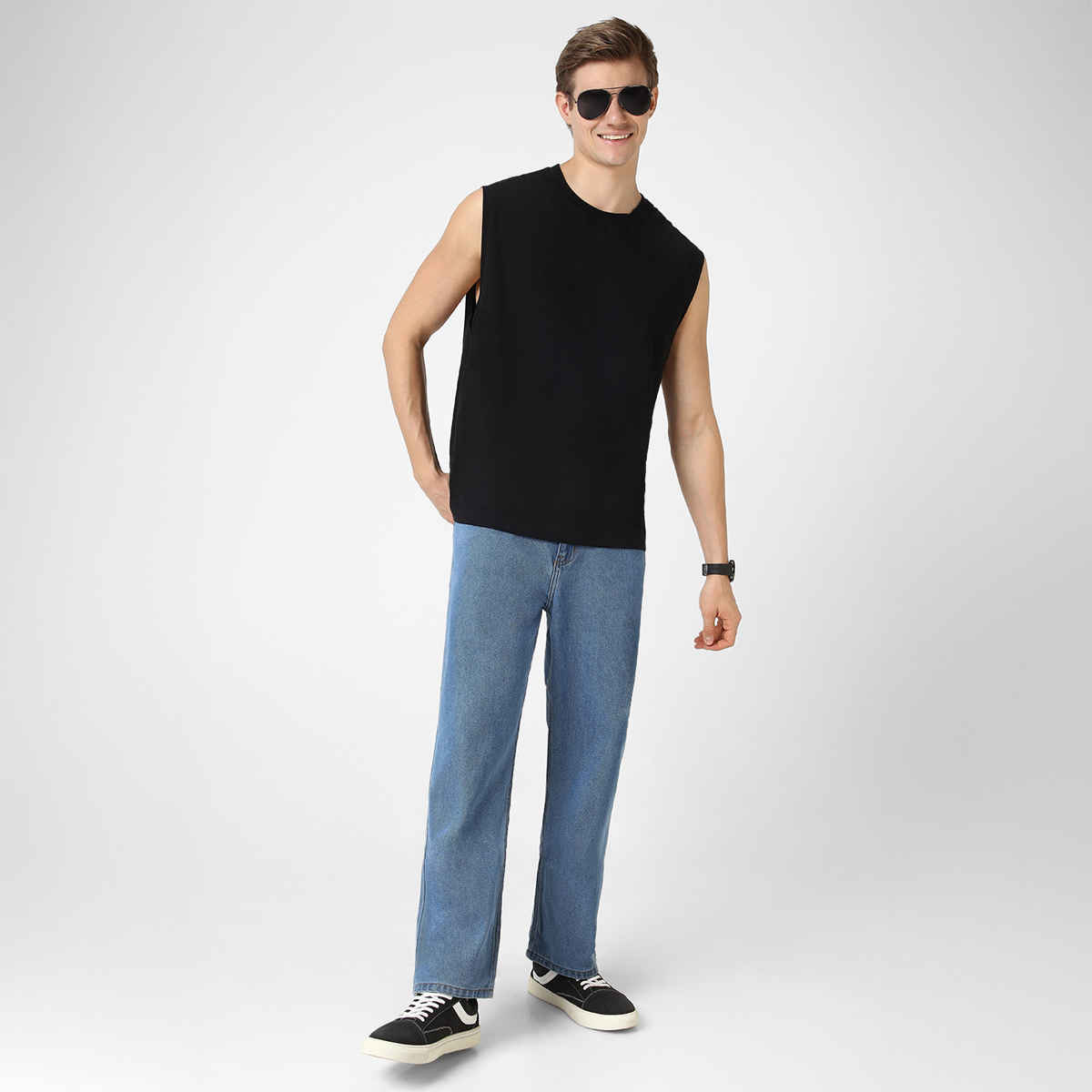 Urbano Fashion Men's Jeans Loose Baggy Fit Washed Non-Stretchable | Light Blue | 34