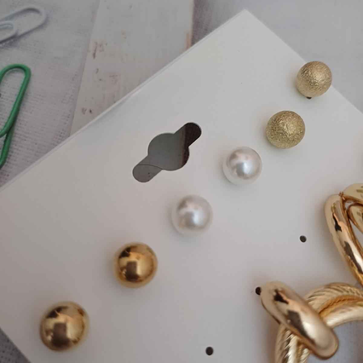 Set Of 5 Earrings Gold Style 1