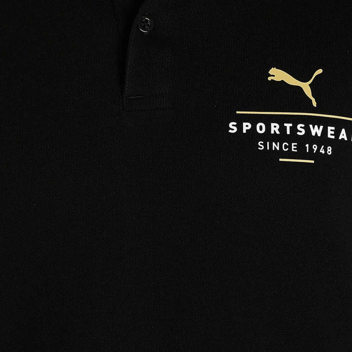 Puma Men's Polo T-Shirt Slim Fit Graphic - Black | XL