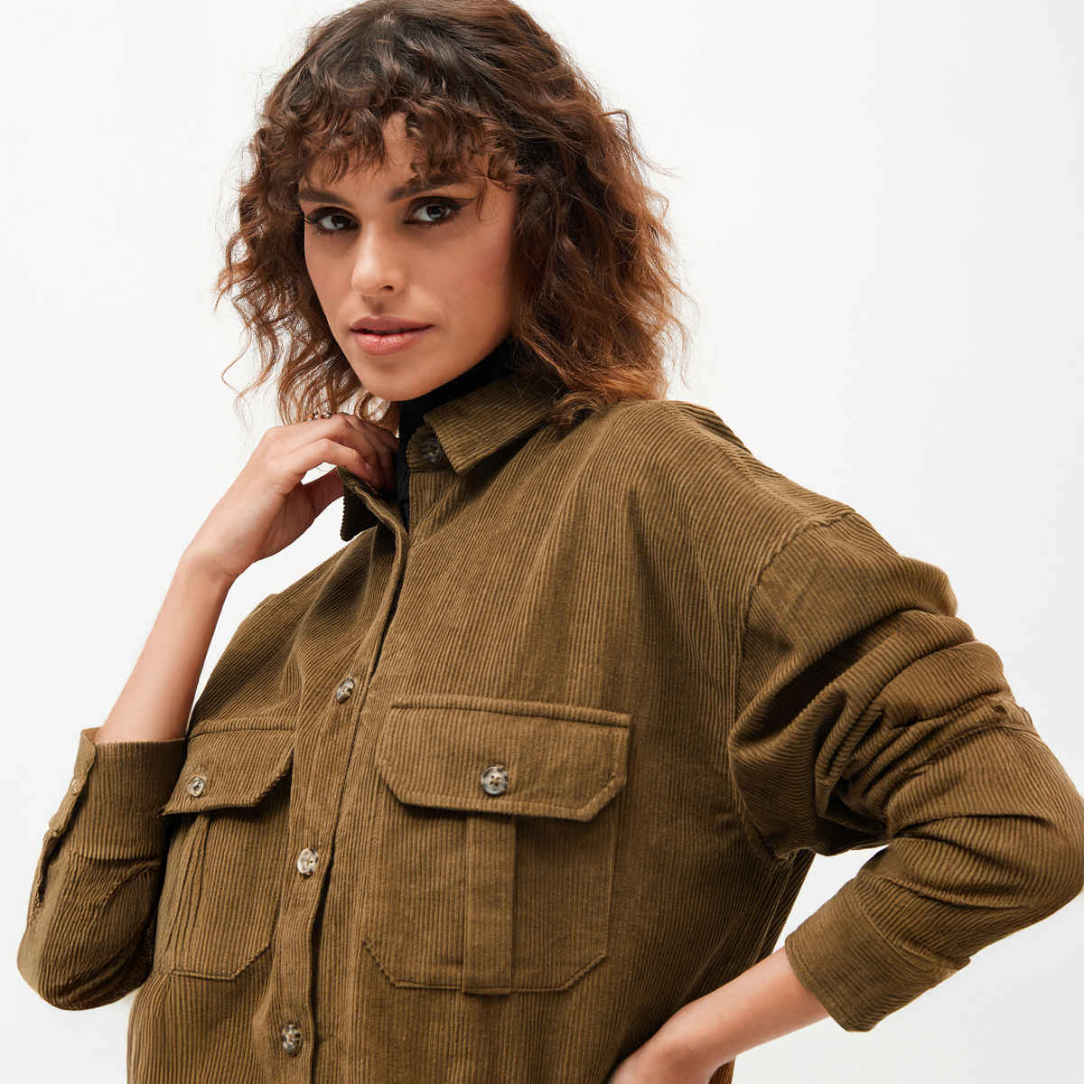 SASSAFRAS Women's Corduroy Oversized Shirt | Brown - XL