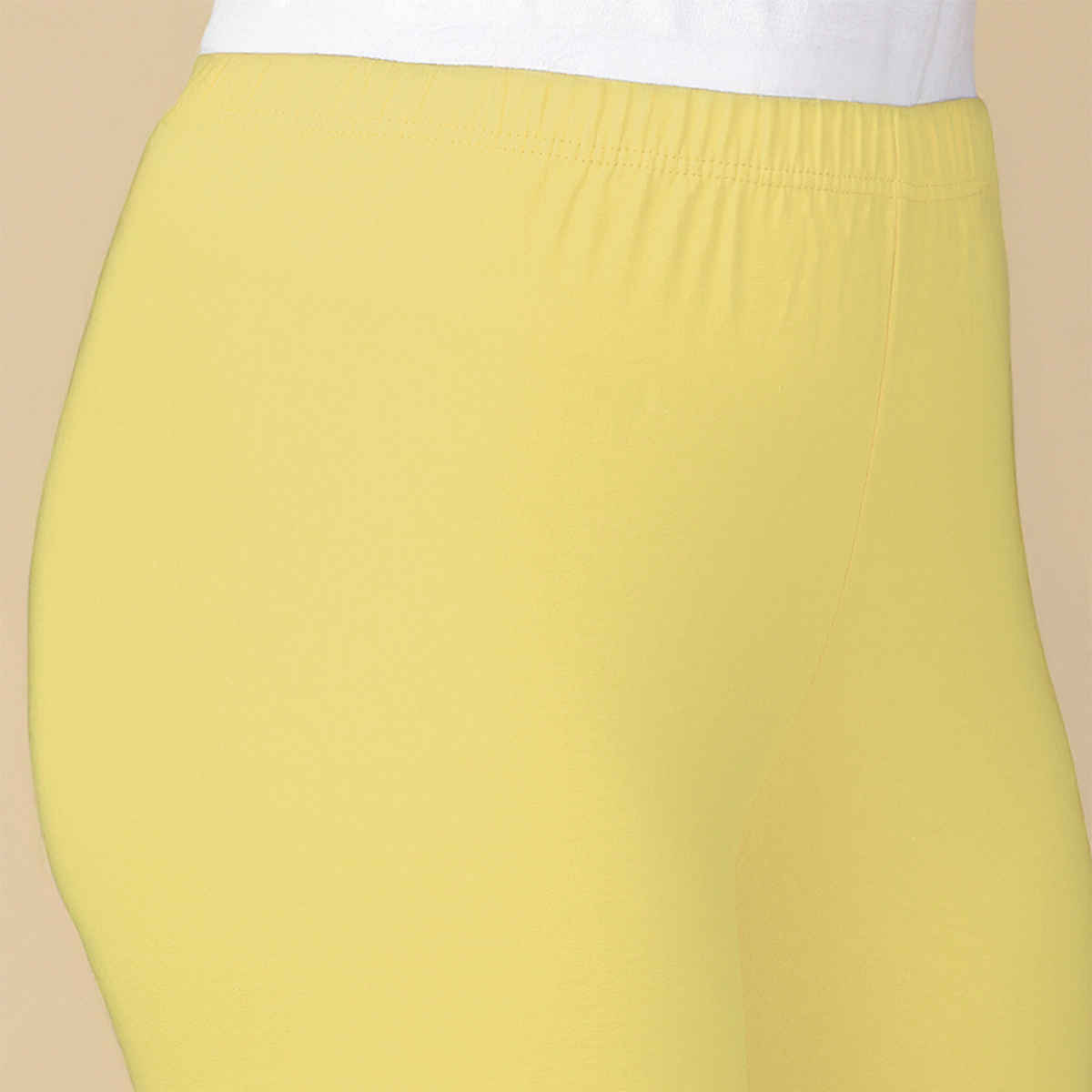PYNK By Lux Cozi Women Flexi-Fit 360 Stretch Ankle Length Prime Cotton Leggings|LT Lemon|Free Size