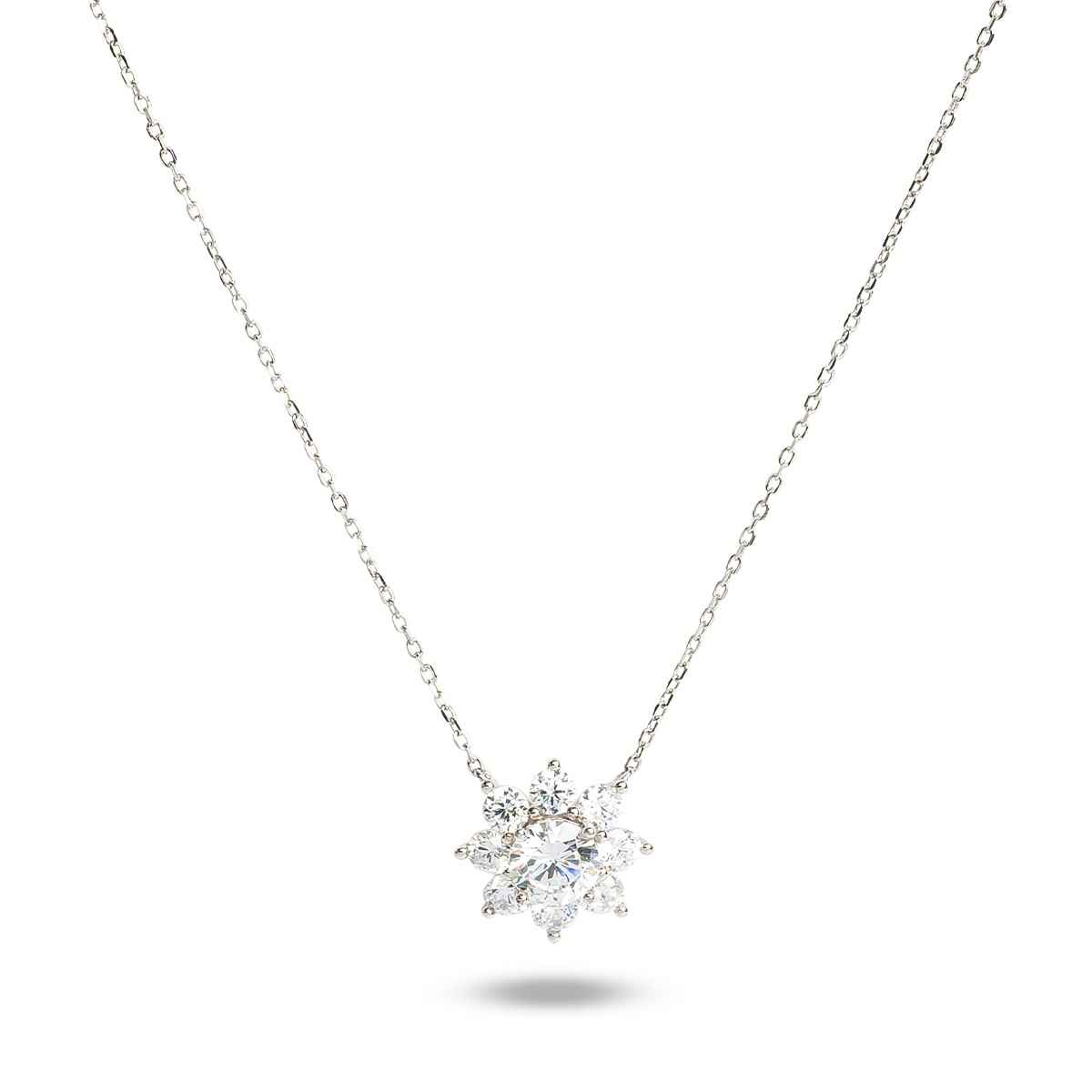 Palmonas Flower Solitaire Necklace- 925 Silver
