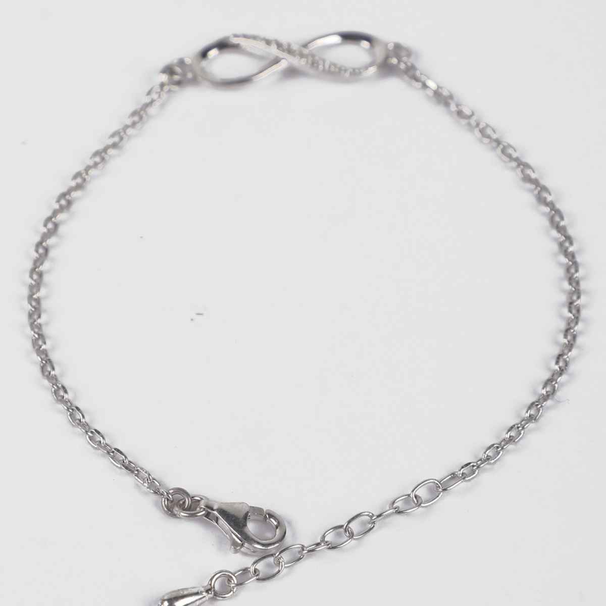 Clara 925 Sterling Silver Infinity Bracelet | Adjustable | Rhodium Plated | Swiss Zirconia