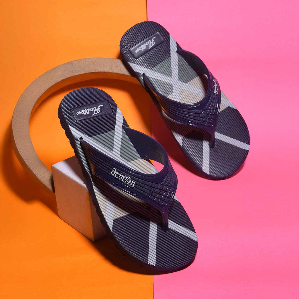 Action Men's Gfl-3825 Slippers | Evening Walk | Bathroom | Room Slippers | Navy Blue - UK 6