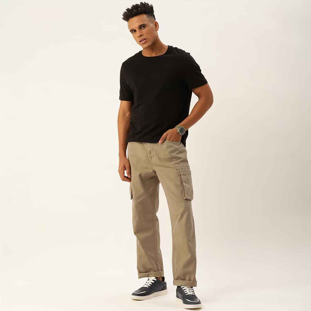 Bene Kleed Men's Straight Fit Cargo Trousers | Beige - 34