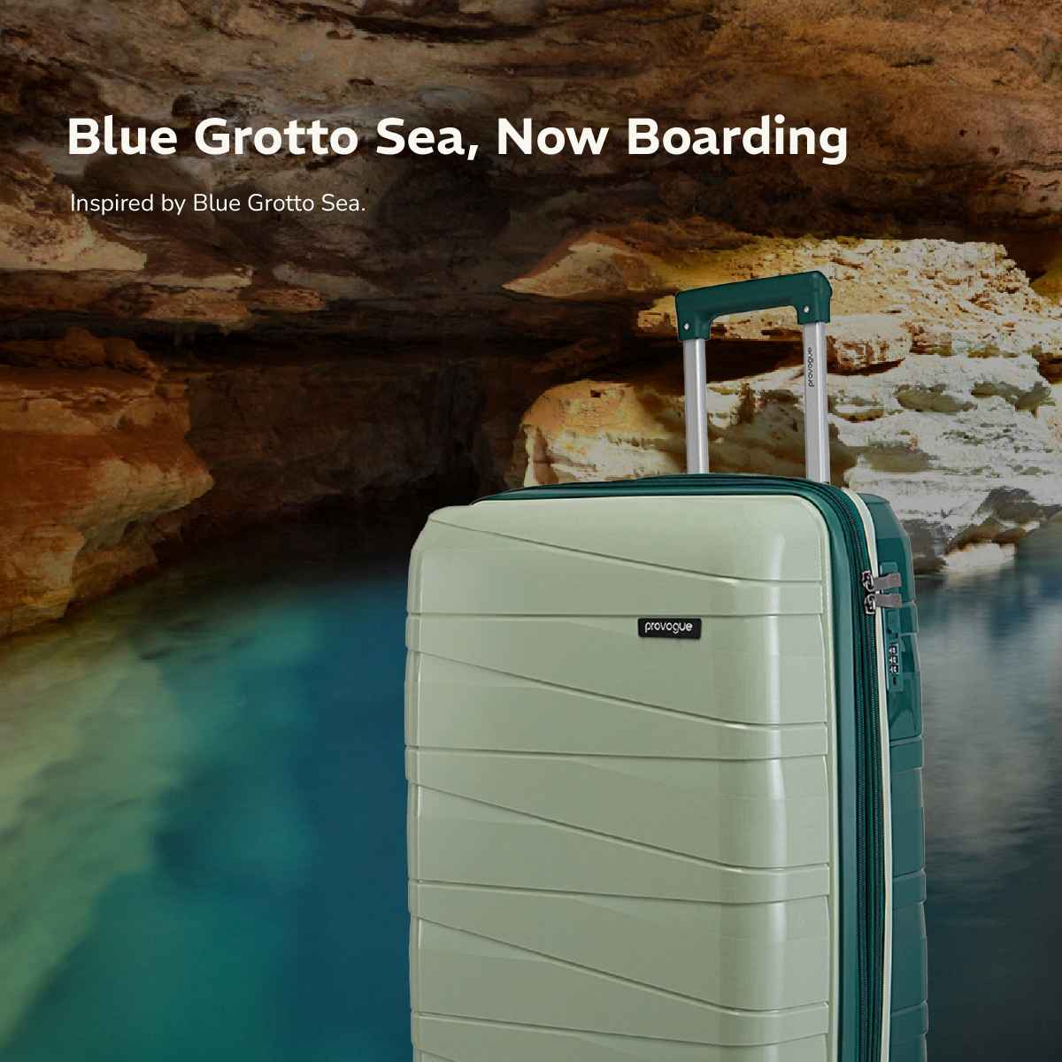 Provogue Azure Hard-Sided PP Cabin Luggage Trolley Bag | Laurel Green-Hunter Green - 55 cm