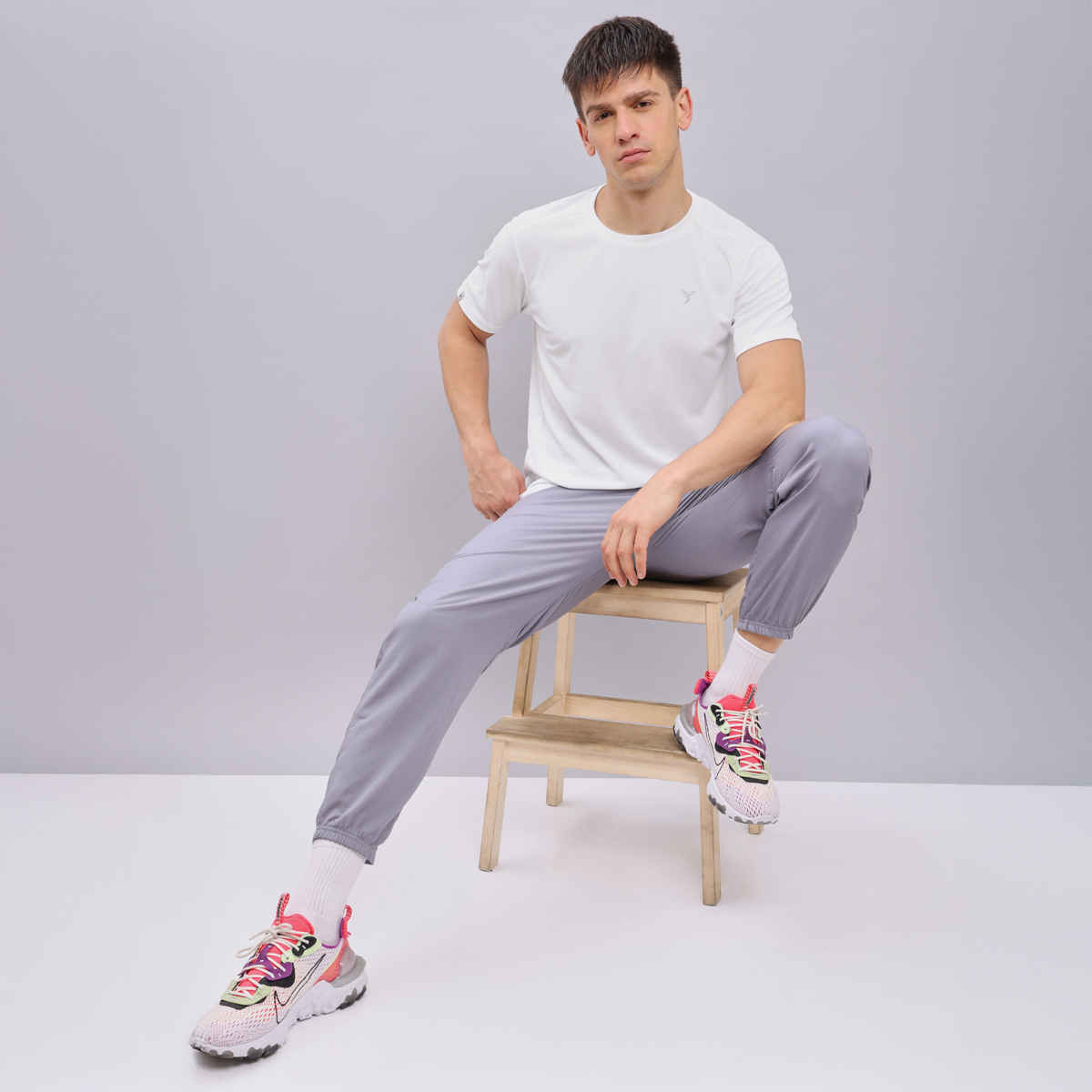 Technosport Men's Poly Solid Slim Fit Round Neck Sports T-shirt | White - XL