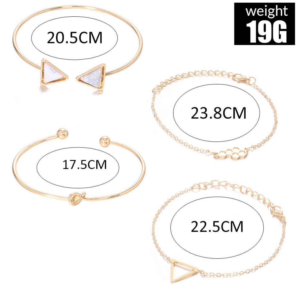 Jewels Galaxy Gold-Plated Set Of 4 Contemporary Korean Bracelets Combo (1 Pack 4 Bracelets)