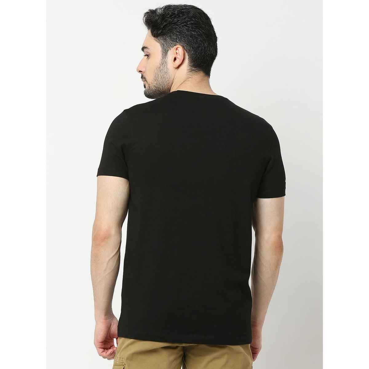 Underjeans by Spykar Men Pure Cotton T-shirt | Black - M