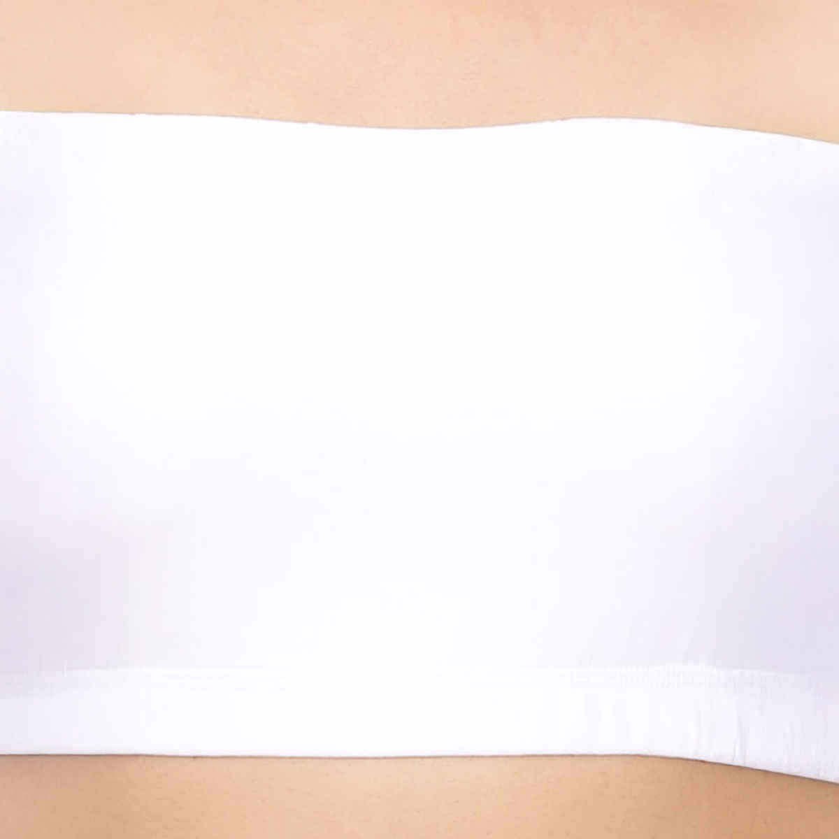 D'chica Double-Layer Cotton Strapless Bra | Non Padded Bandeau | Solid White - M