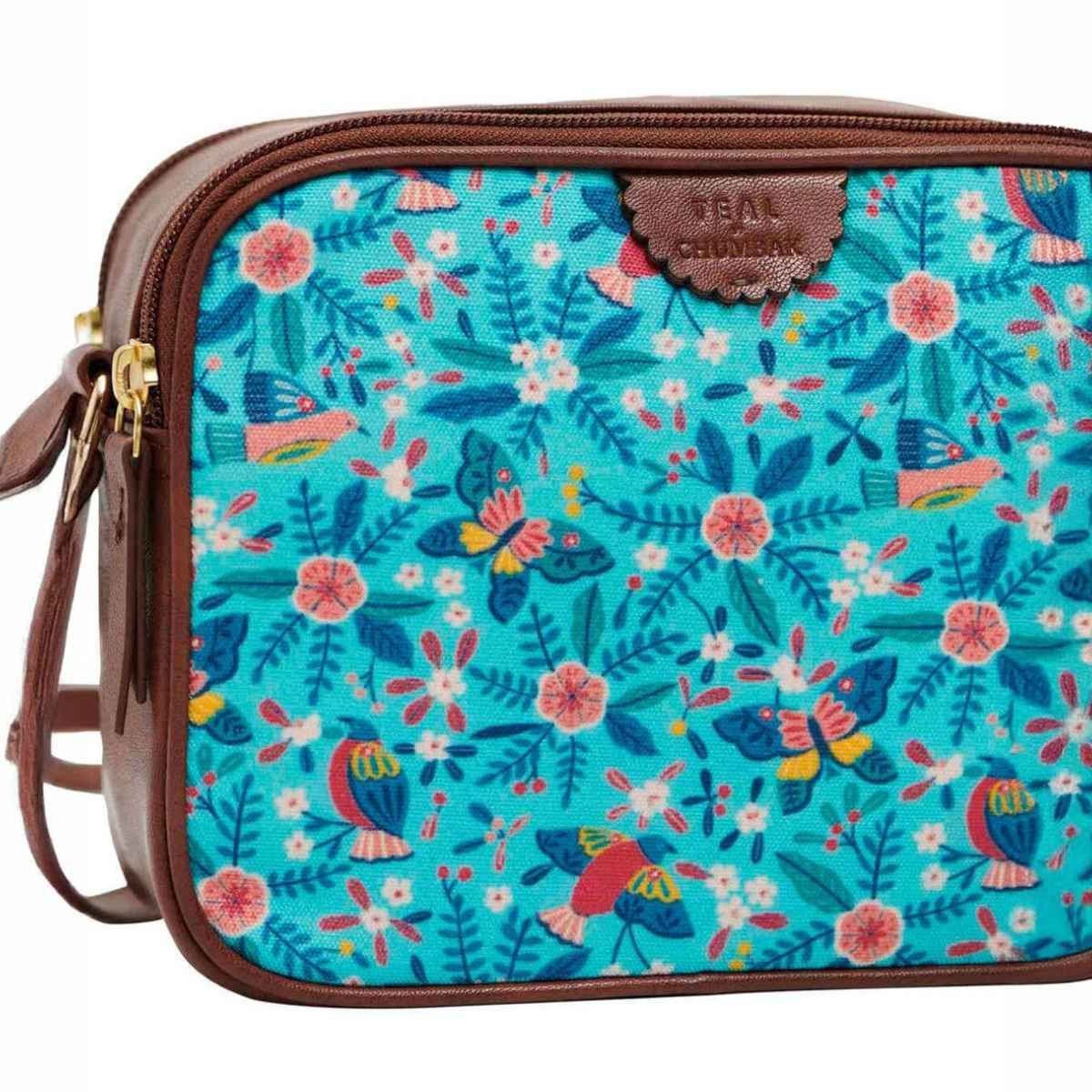 Chumbak Women's Canvas 1.5 L Sling Bag | Teal - One Size