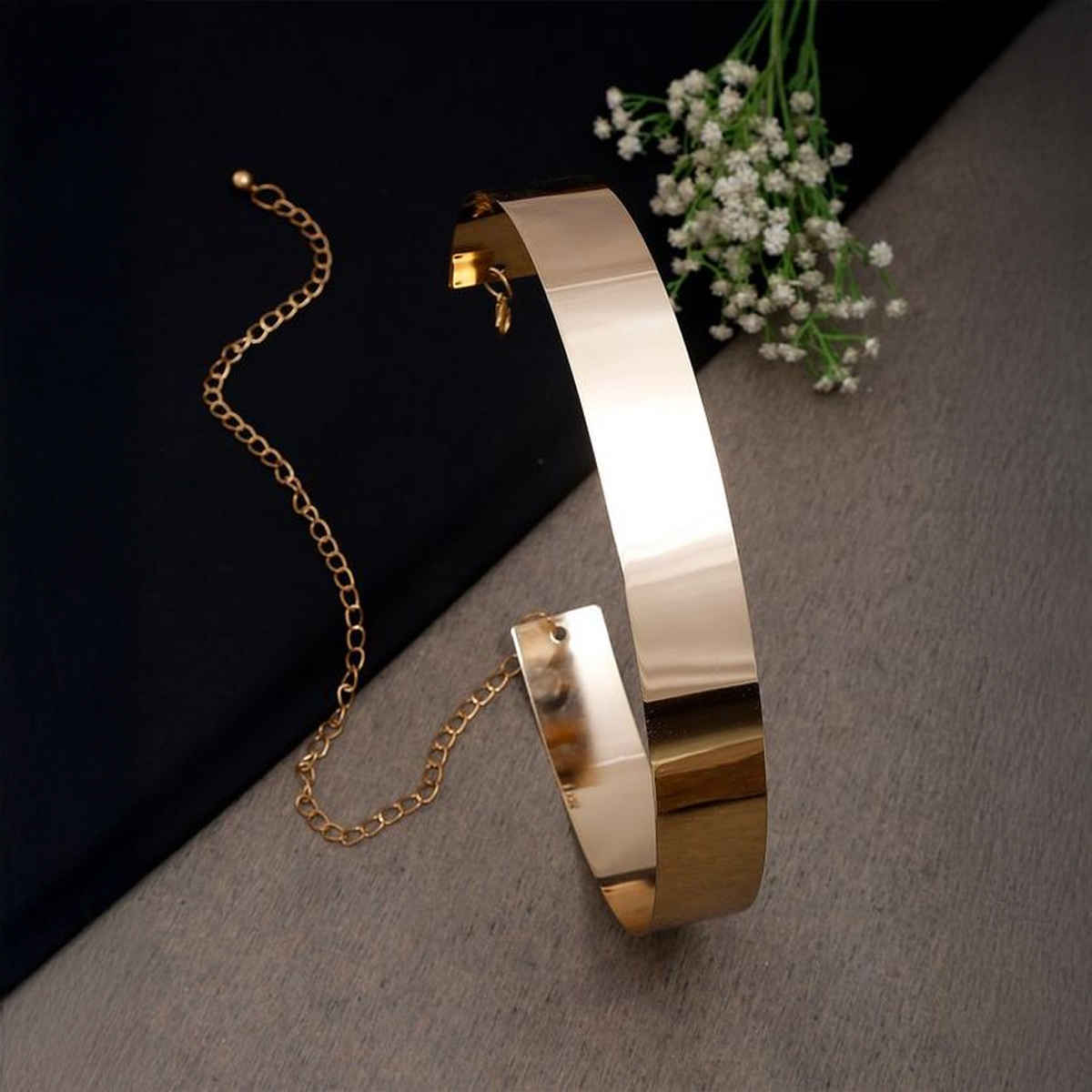 YouBella Jewellery Celebrity Inspired Adjustable Metal Plate Type Golden Kamarband Waist Belt (S-3)