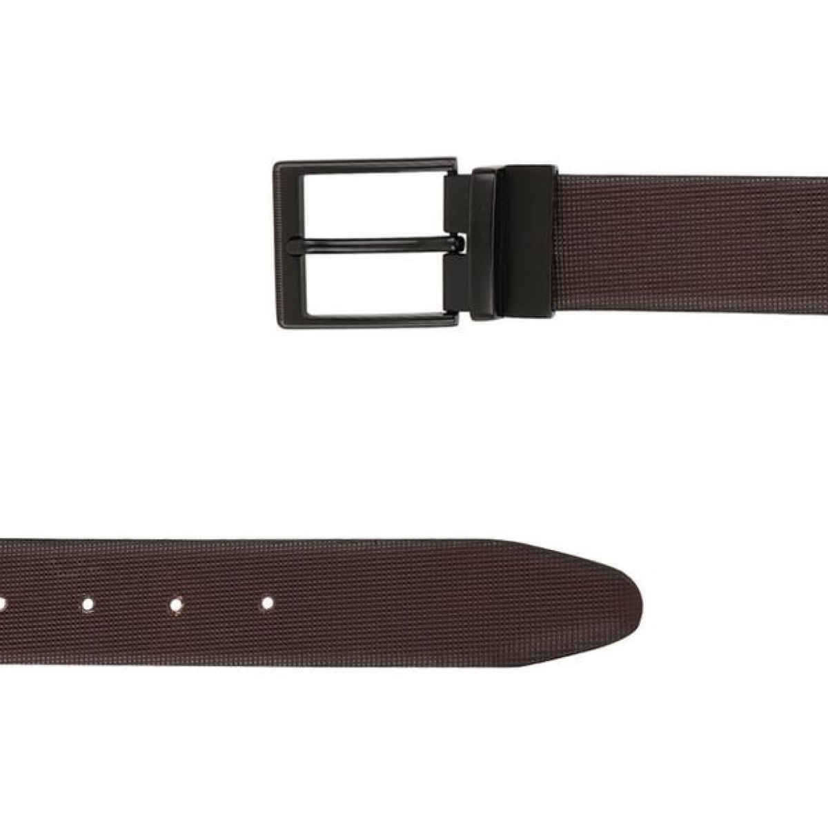 Teakwood Men's Textured Genuine Leather Reversible Belt | Black and Brown - 40 Inches