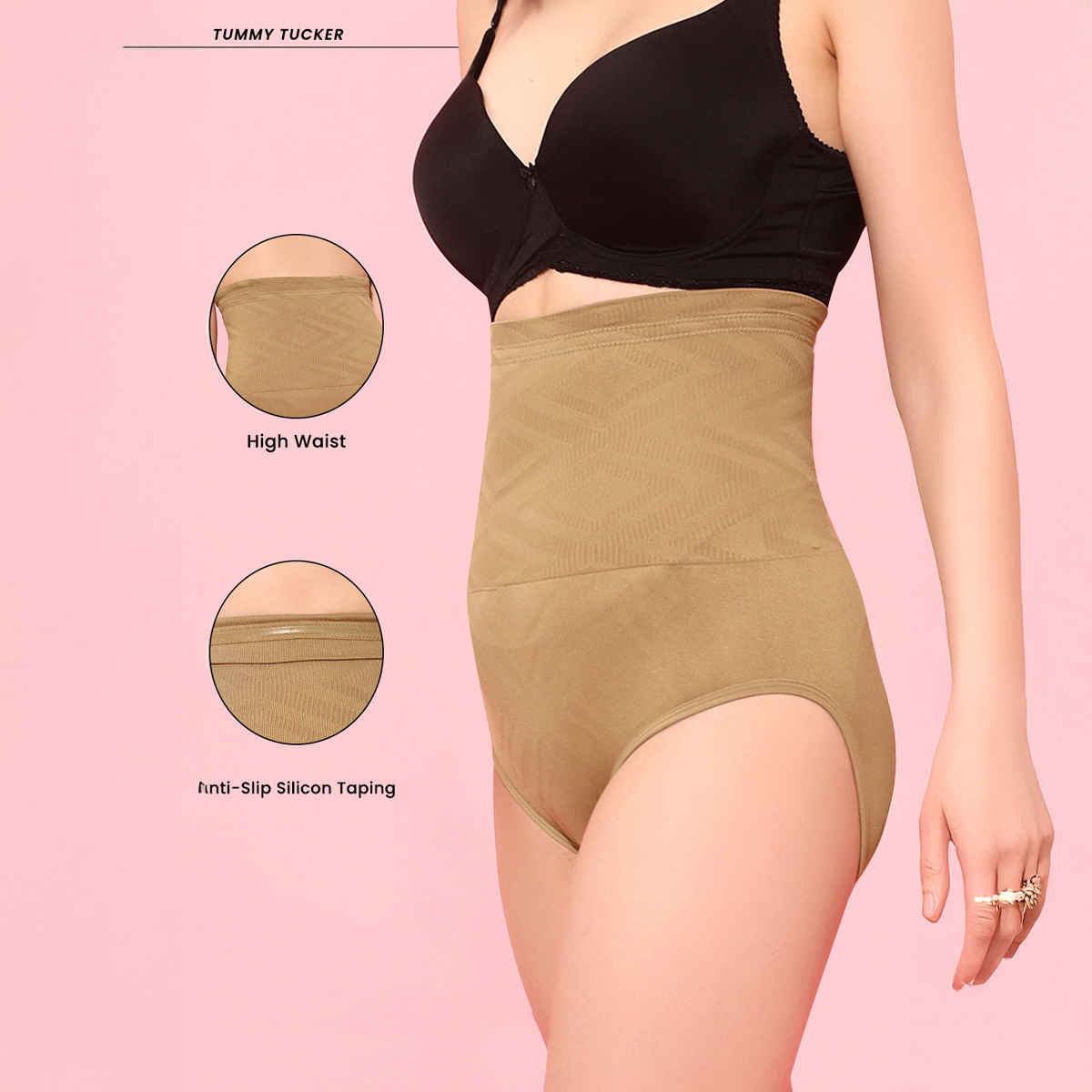 Clovia Tummy Tucker With Silicon Grips (Beige - Xxl)