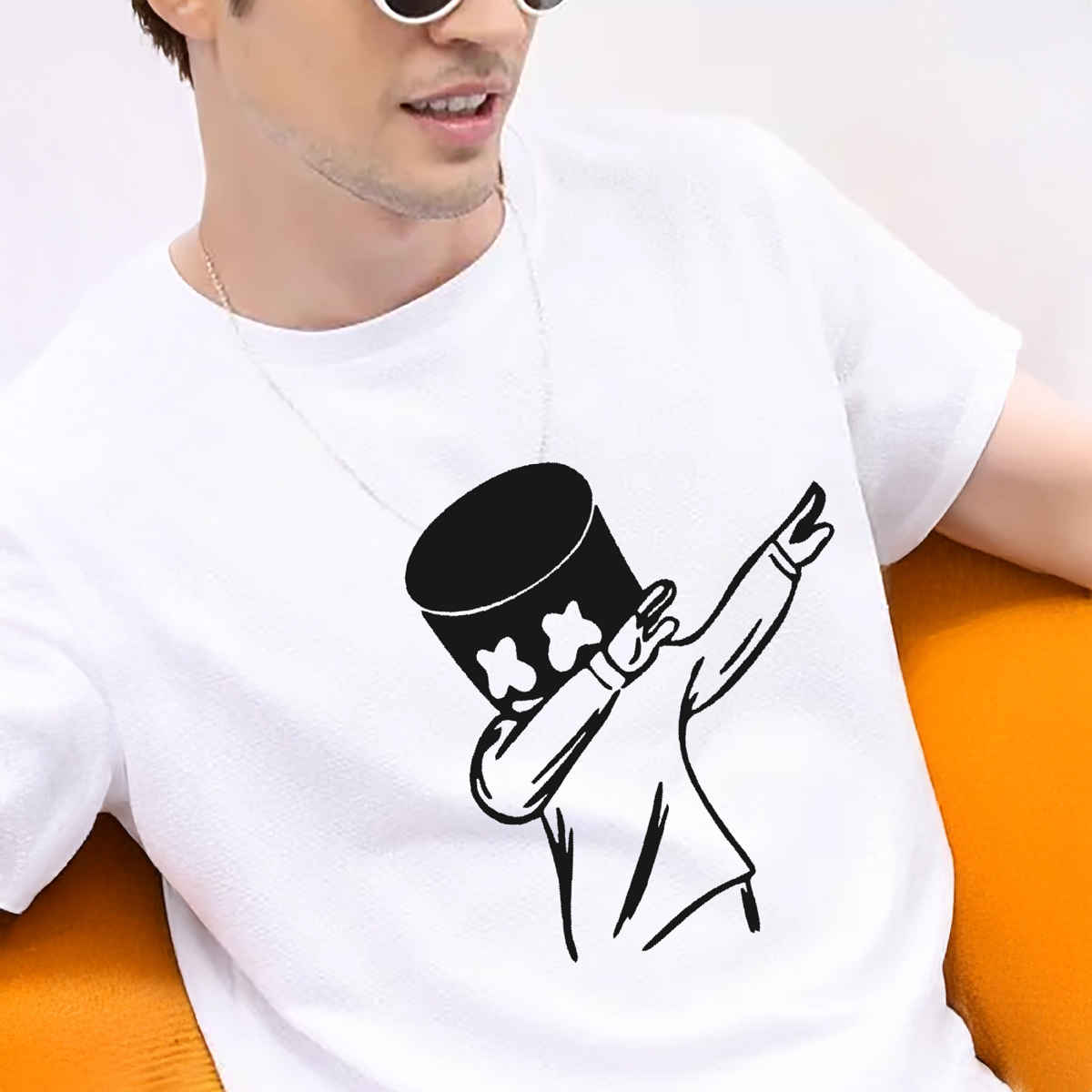 De Tees Men's Half Sleeve T-shirt | MHS-MARSH | White - XXL