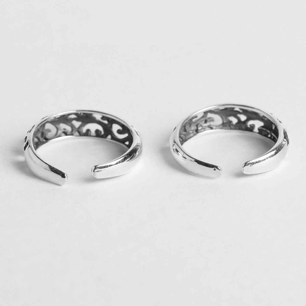 Clara 925 Sterling Silver Intricate Toe Rings Pair | Size Adjustable | Gift for Women And Girls