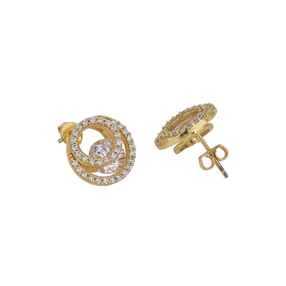 Buy Carlton London 18kt Gold Plated with CZ Circular Stud Earring ...